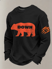 Men's Bear Down Football Fans Gameday Casual Waffle Long Sleeve T-Shirt