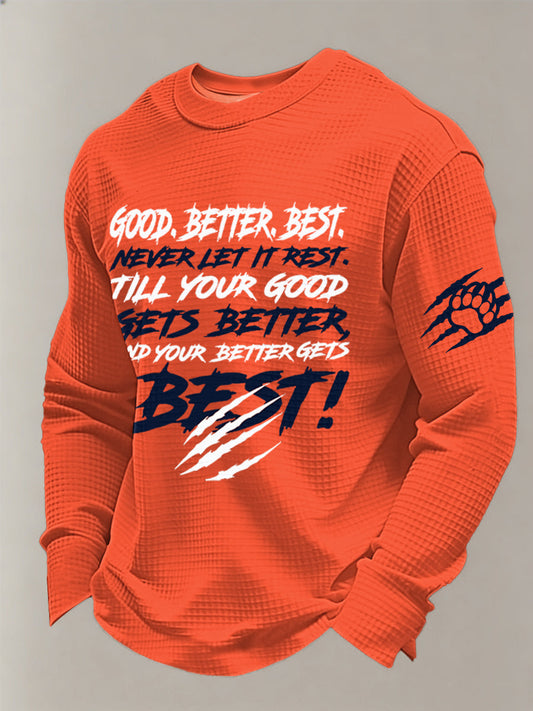Men's Good Better Best Print Gift For Football Fans Gameday Casual Waffle Long Sleeve T-Shirt