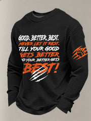 Men's Good Better Best Print Gift For Football Fans Gameday Casual Waffle Long Sleeve T-Shirt