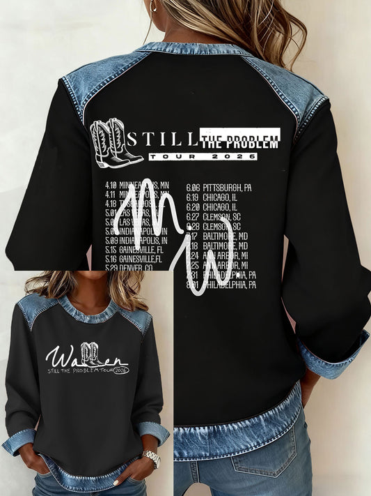 Women's Still The Problem Denim Patchwork Top