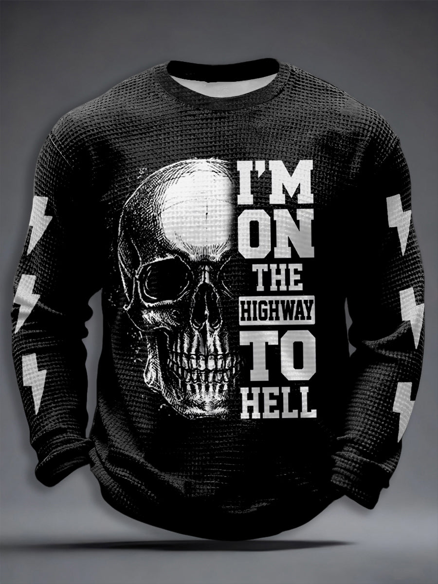 Men's Rock Music Inspired Waffle Long Sleeve T-Shirt