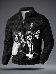 Men's Rock Music Inspired Waffle Long Sleeve Sweatshirt