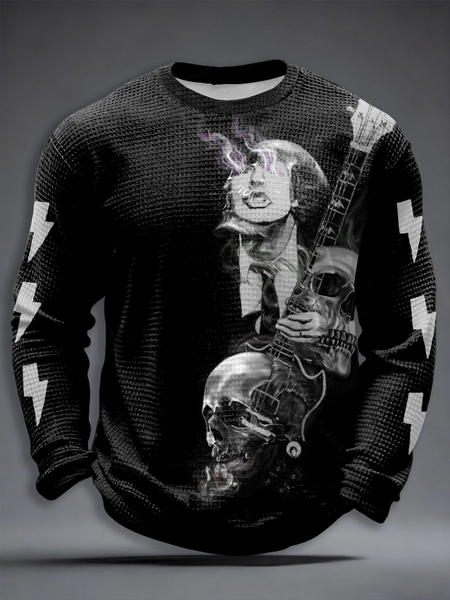 Men's Rock Music Inspired Waffle Long Sleeve T-Shirt