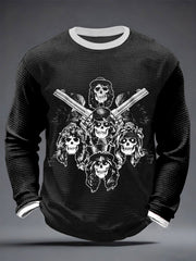 Men's Rock Print Waffle Long Sleeve T-Shirt