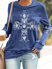 Women's Rock Print Polyester Waisted Sweatshirt