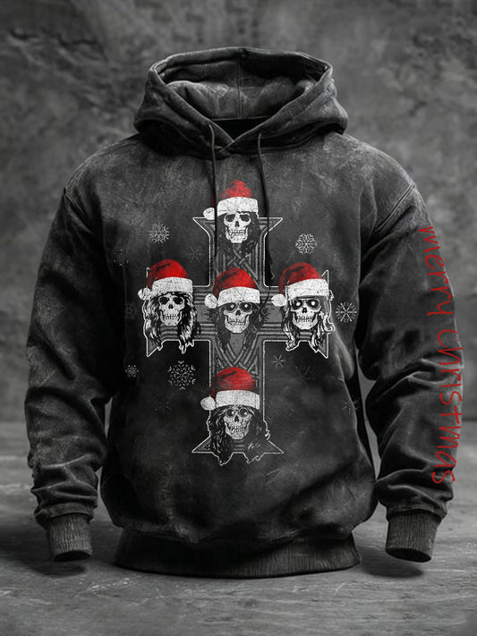 Men's Rock Print Oversized Drop-Shoulder Hoodie With Pockets