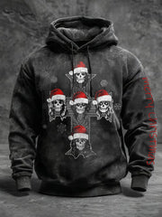 Men's Rock Print Oversized Drop-Shoulder Hoodie With Pockets