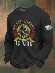 Men's Rock Print Waffle Long Sleeve T-Shirt