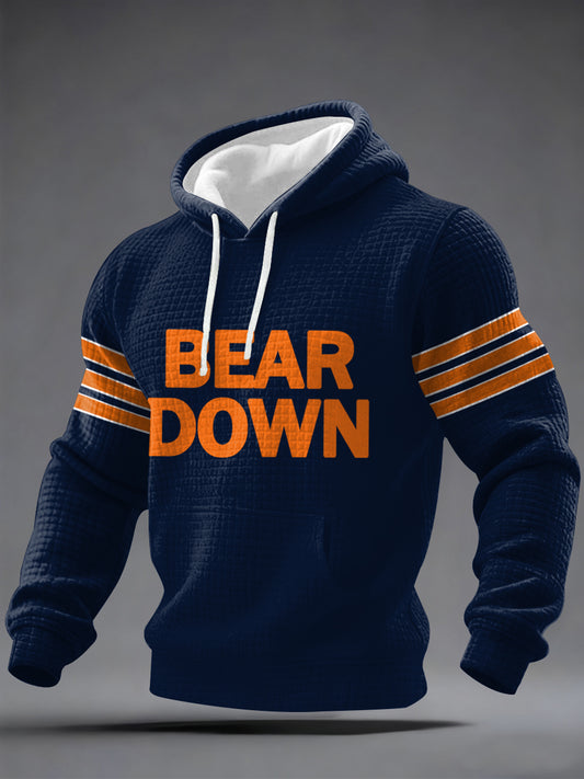 Men's Bear Down Football Fans Gameday Casual Checkered Hoodie