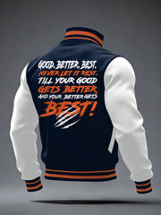 Men's Good Better Best Print Football Fans Gameday Casual Zipper Jacket