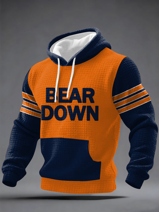 Men's Bear Down Football Fans Gameday Casual Checkered Hoodie