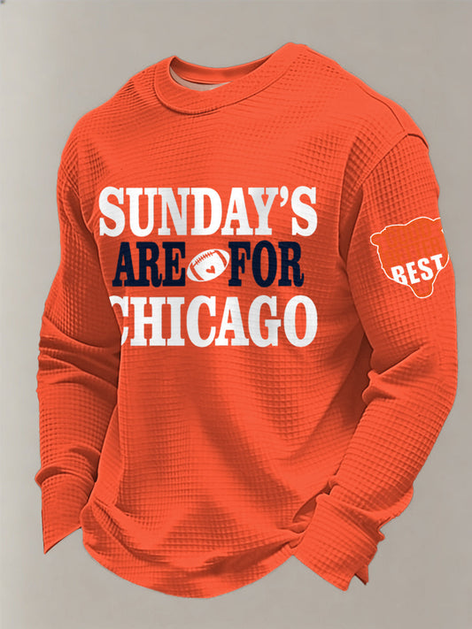 Men's Sundays Are For Chicago Good Better Best Print Football Fans Gameday Casual Long Sleeve T-Shirt