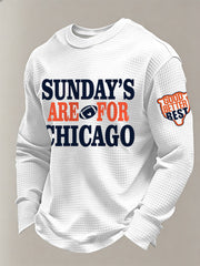 Men's Sundays Are For Chicago Good Better Best Print Football Fans Gameday Casual Long Sleeve T-Shirt