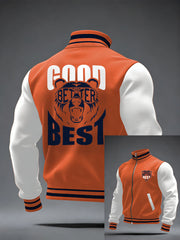 Men's Good Better Best Print Football Fans Gameday Casual Zipper Jacket