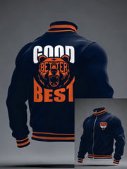 Men's Good Better Best Print Football Fans Gameday Casual Zipper Jacket
