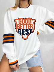 Women's Good Better Best Print Football Fans Gameday Casual Sweatshirt