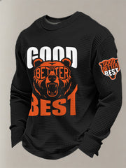 Men's Good Better Best Print Football Fans Gameday Casual Waffle Long Sleeve T-Shirt
