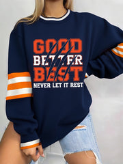 Women's Good Better Best Print Football Fans Gameday Casual Sweatshirt