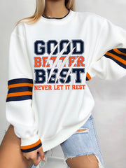 Women's Good Better Best Print Football Fans Gameday Casual Sweatshirt