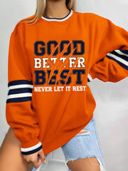 Women's Good Better Best Print Football Fans Gameday Casual Sweatshirt