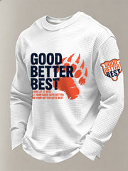 Men's Good Better Best Print Football Fans Gameday Casual Waffle Long Sleeve T-Shirt