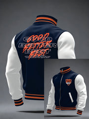 Men's Good Better Best Print Football Fans Gameday Casual Zipper Jacket
