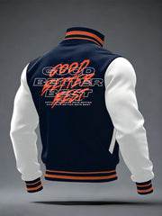 Men's Good Better Best Print Football Fans Gameday Casual Zipper Jacket