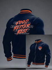 Men's Good Better Best Print Football Fans Gameday Casual Zipper Jacket