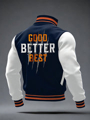 Men's Good Better Best Print Football Fans Gameday Casual Zipper Jacket