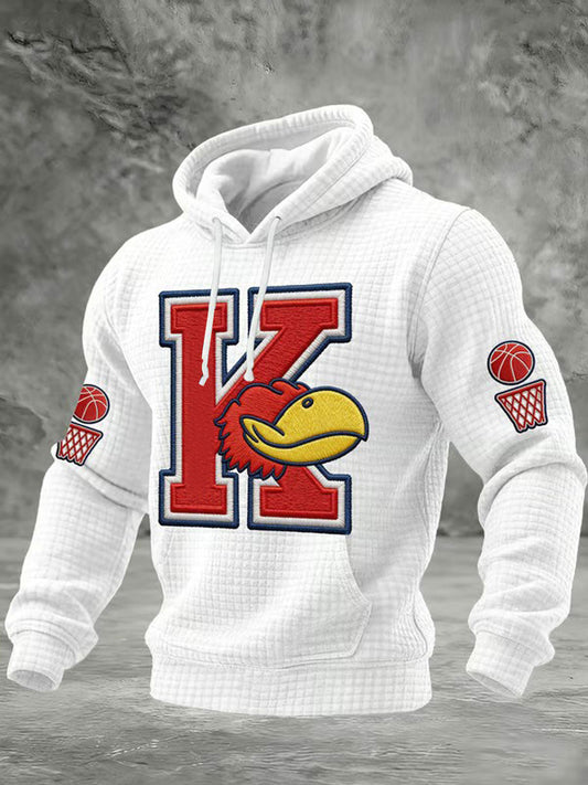 Men's Basketball Printed Checkered Cotton Hoodie