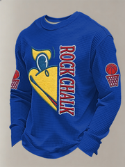 Men's Basketball Printed Waffle Long Sleeve T-Shirt