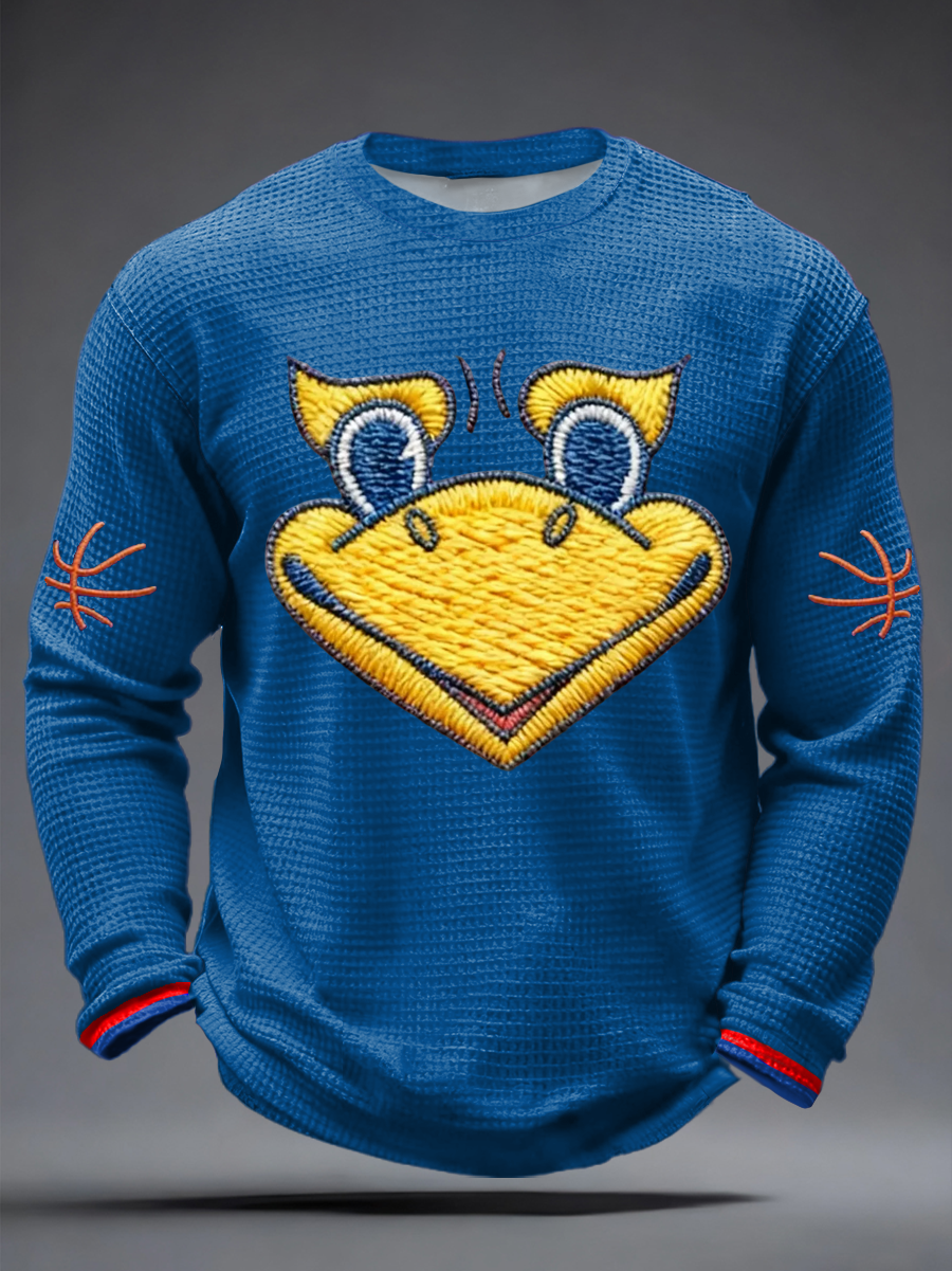 Men's Basketball Print  Waffle Long Sleeve T-Shirt