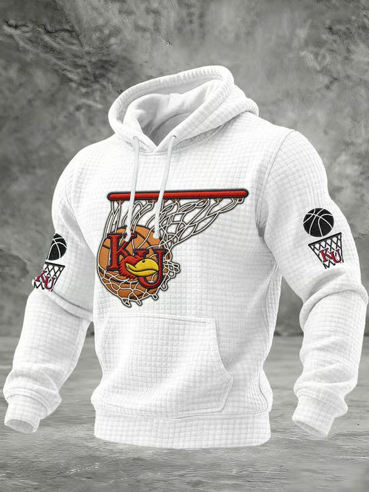 Men's Basketball Printed Checkered Cotton Hoodie