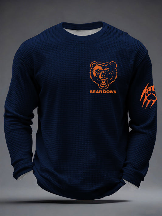 Men's Football Fans Gameday Casual Waffle Long Sleeve T-Shirt