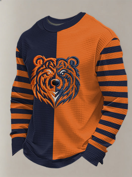 Men's Bear Down Football Fans Gameday Casual Waffle Sweatshirt