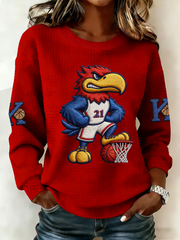 Women's Retro American Basketball Kansas Jayhawks Print oversized hoodie