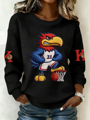 Women's Retro American Basketball Kansas Jayhawks Print oversized hoodie