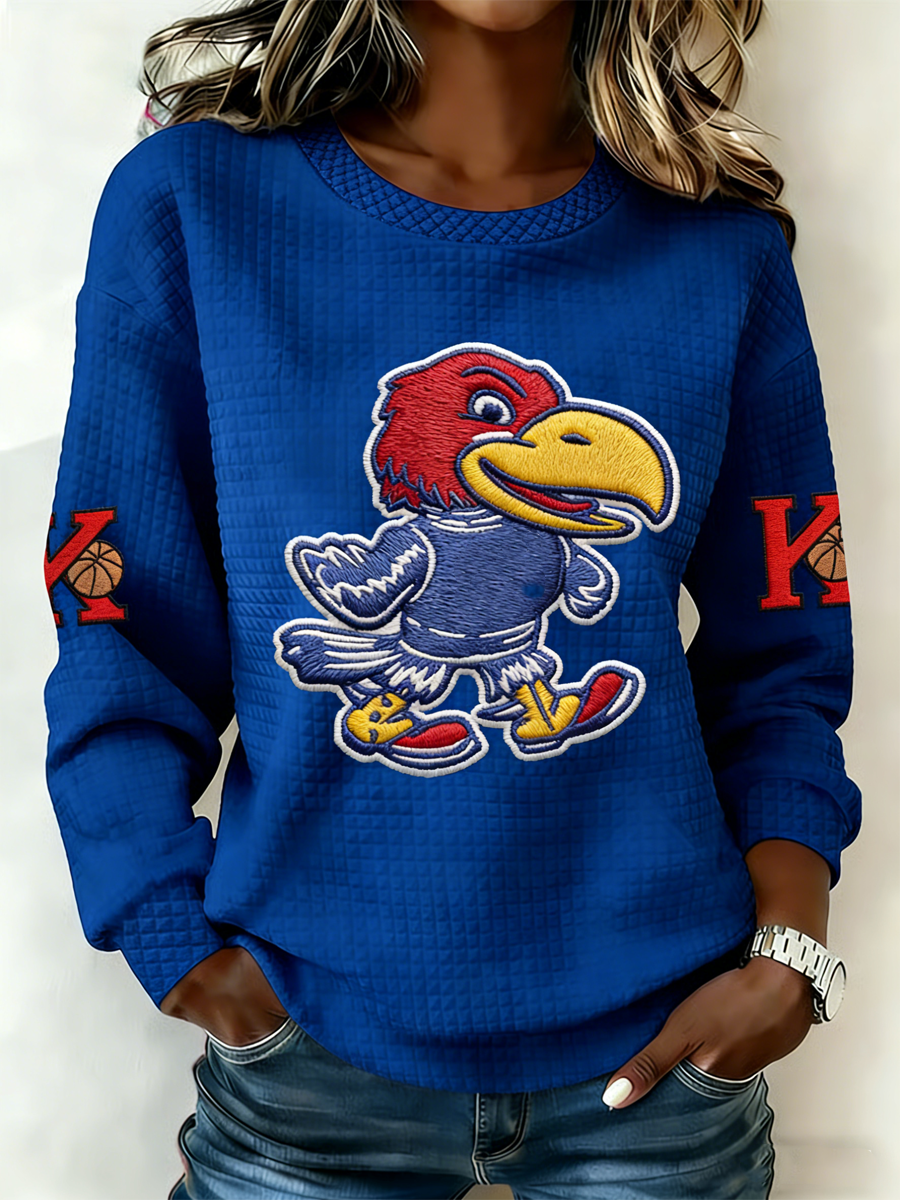 Women's Retro American Basketball Kansas Jayhawks Print oversized hoodie