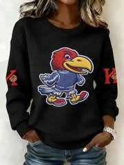 Women's Retro American Basketball Kansas Jayhawks Print oversized hoodie