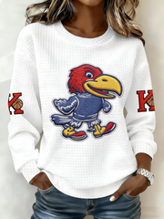 Women's Retro American Basketball Kansas Jayhawks Print oversized hoodie