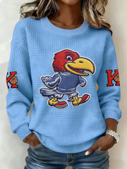 Women's Retro American Basketball Kansas Jayhawks Print oversized hoodie