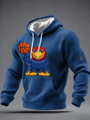Men's Retro American Basketball Kansas Jayhawks Print Checkered Cotton Hoodie