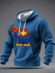 Men's Retro American Basketball Kansas Jayhawks Print Checkered Cotton Hoodie