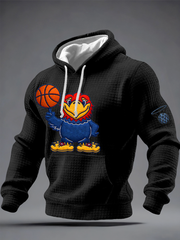 Men's Retro American Basketball Kansas Jayhawks Print Checkered Cotton Hoodie