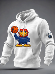 Men's Retro American Basketball Kansas Jayhawks Print Checkered Cotton Hoodie