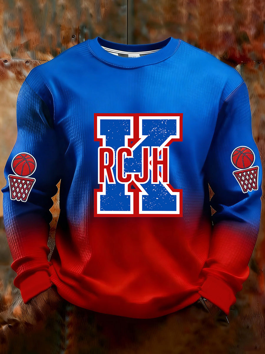 Men's Basketball Print Waffle Long Sleeve T-Shirt