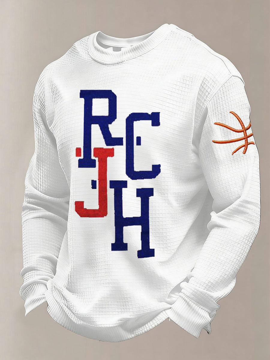 Men's Basketball Print Waffle Long Sleeve T-Shirt