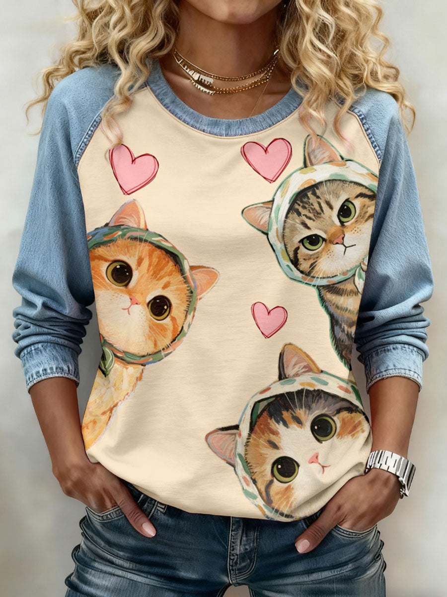 Women's Cats Print Sweatshirts