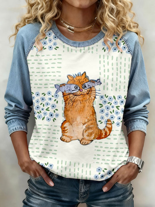 Women's Cat Print Sweatshirts