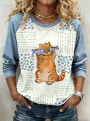 Women's Cat Print Sweatshirts